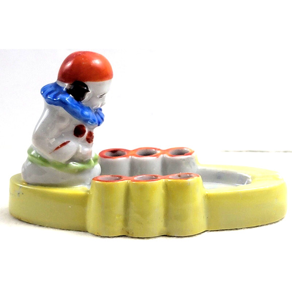 Vintage Ashtray Cigarette Holder Clown Made in Japan Ceramic Luster Bright 1950s - Picture 8 of 13